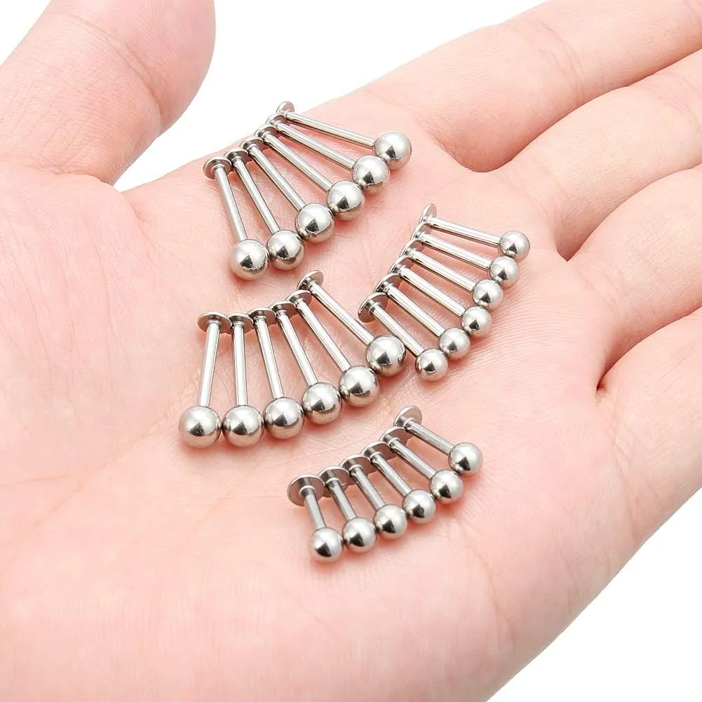 Ftovosyo Labret Barbell 24PCS Monroe Lip Barbell Ring Helix Earring Tragus Cartilage Studs Surgical Steel Piercing Jewelry for Women Men 20-12G