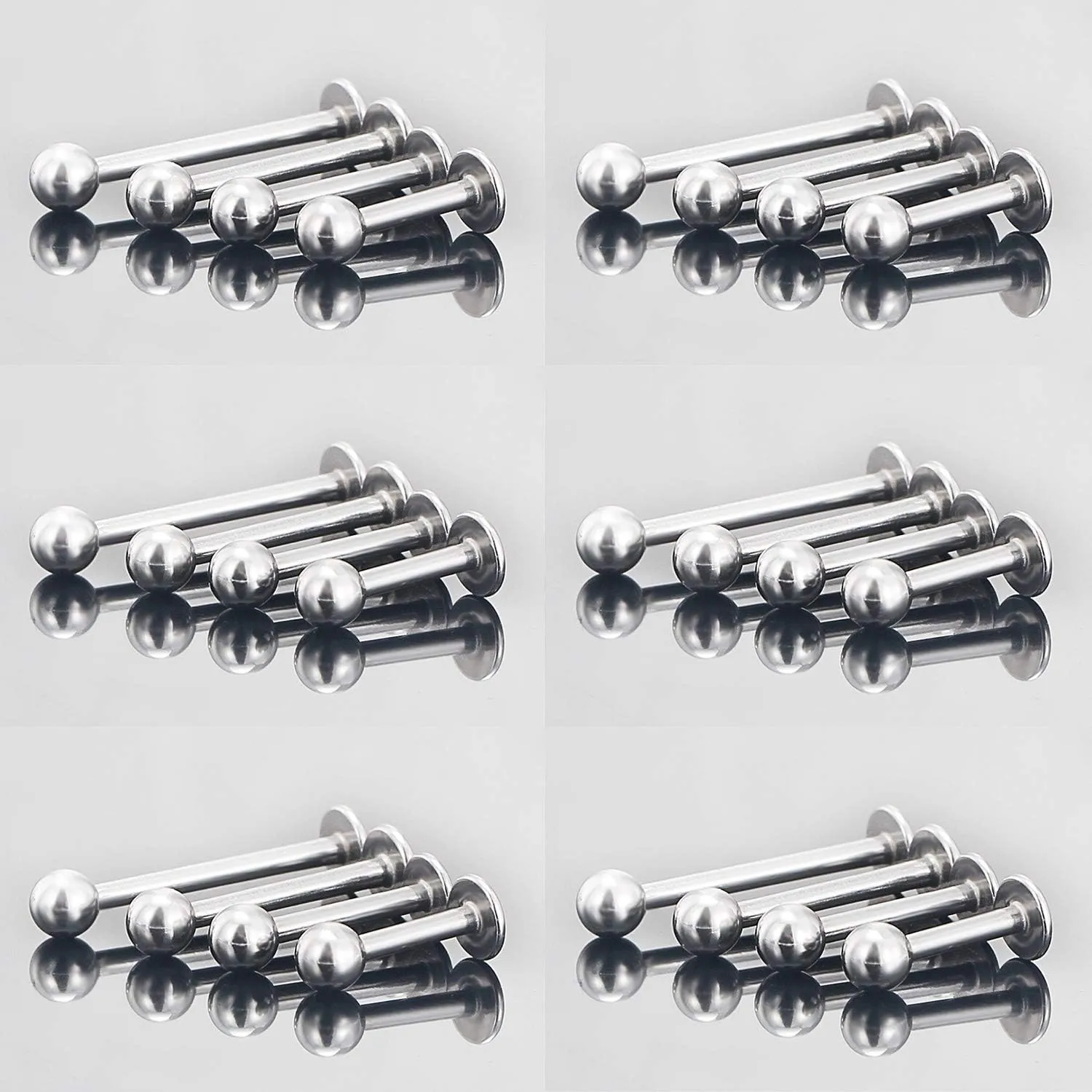 Ftovosyo Labret Barbell 24PCS Monroe Lip Barbell Ring Helix Earring Tragus Cartilage Studs Surgical Steel Piercing Jewelry for Women Men 20-12G