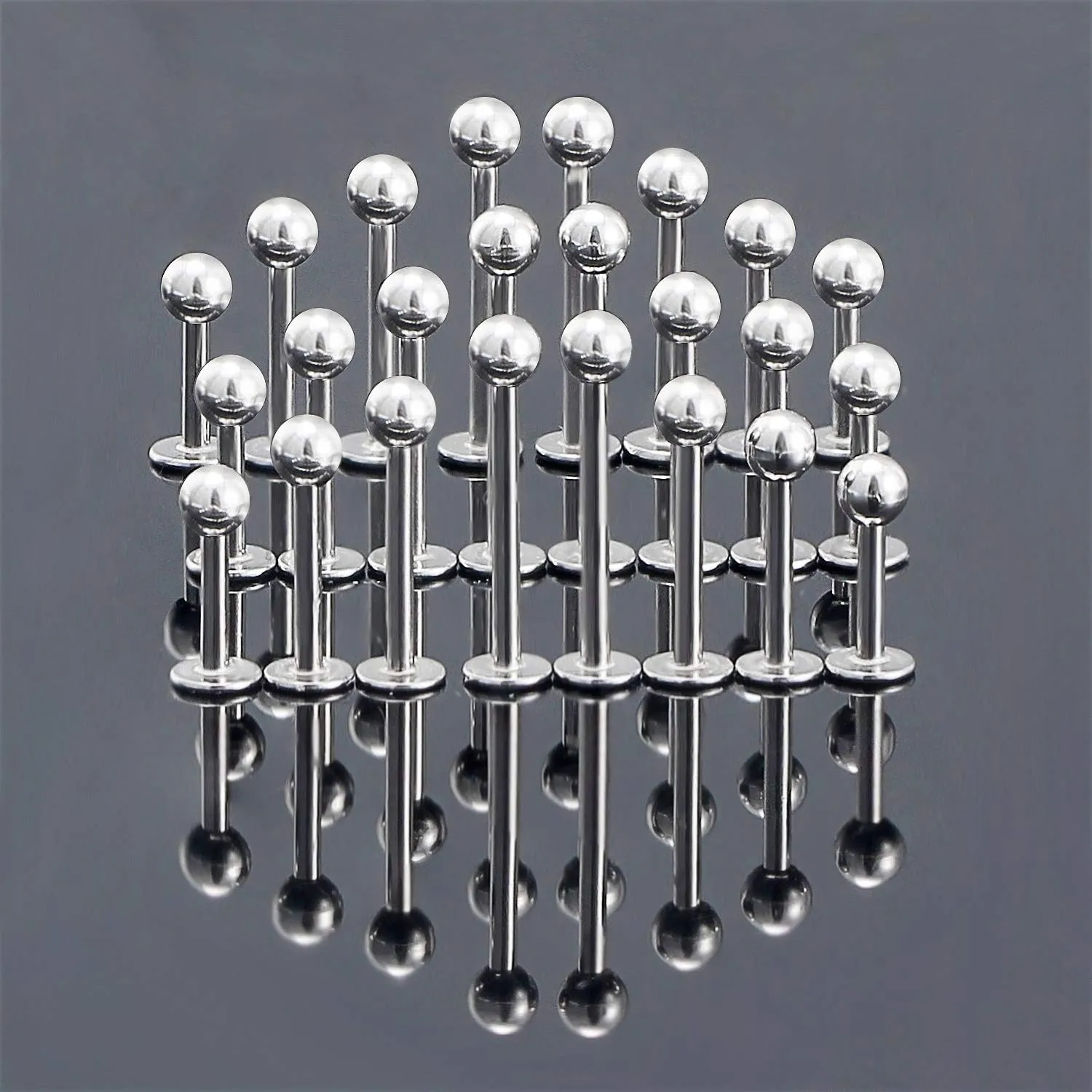 Ftovosyo Labret Barbell 24PCS Monroe Lip Barbell Ring Helix Earring Tragus Cartilage Studs Surgical Steel Piercing Jewelry for Women Men 20-12G