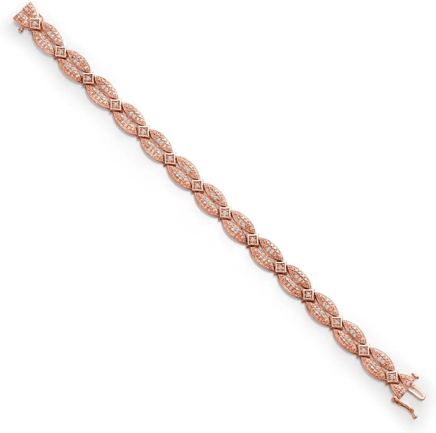 Gem Stone King 18K Yellow Gold Plated Filigree Ornate links Rough Faceted Diamond Tennis Bracelet For Women (1.00 Cttw, 7.5 Inches)