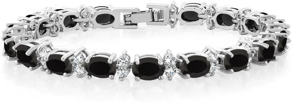 Gem Stone King 20.00 Ct Gorgeous Oval and Round 7 Inch Sparkling Cubic Zirconia CZ Tennis Bracelet For Women