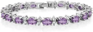Gem Stone King 20.00 Ct Gorgeous Oval and Round 7 Inch Sparkling Cubic Zirconia CZ Tennis Bracelet For Women
