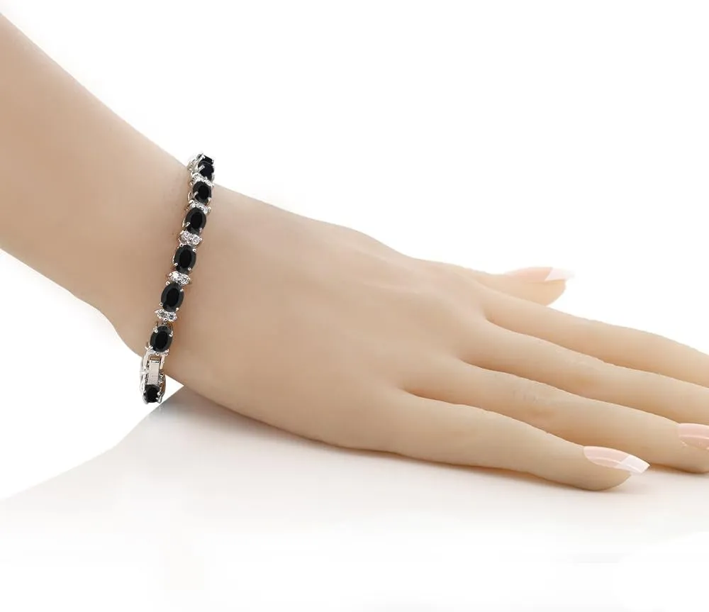 Gem Stone King 20.00 Ct Gorgeous Oval and Round 7 Inch Sparkling Cubic Zirconia CZ Tennis Bracelet For Women