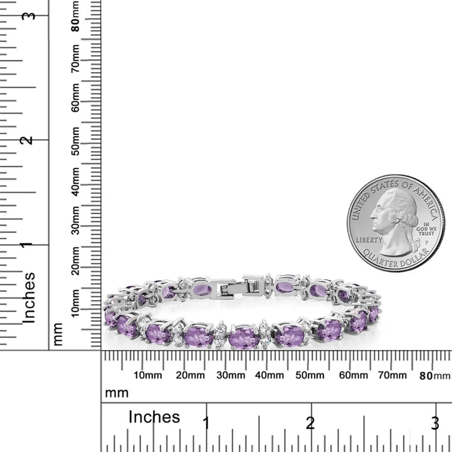 Gem Stone King 20.00 Ct Gorgeous Oval and Round 7 Inch Sparkling Cubic Zirconia CZ Tennis Bracelet For Women