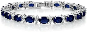 Gem Stone King 20.00 Ct Gorgeous Oval and Round 7 Inch Sparkling Cubic Zirconia CZ Tennis Bracelet For Women