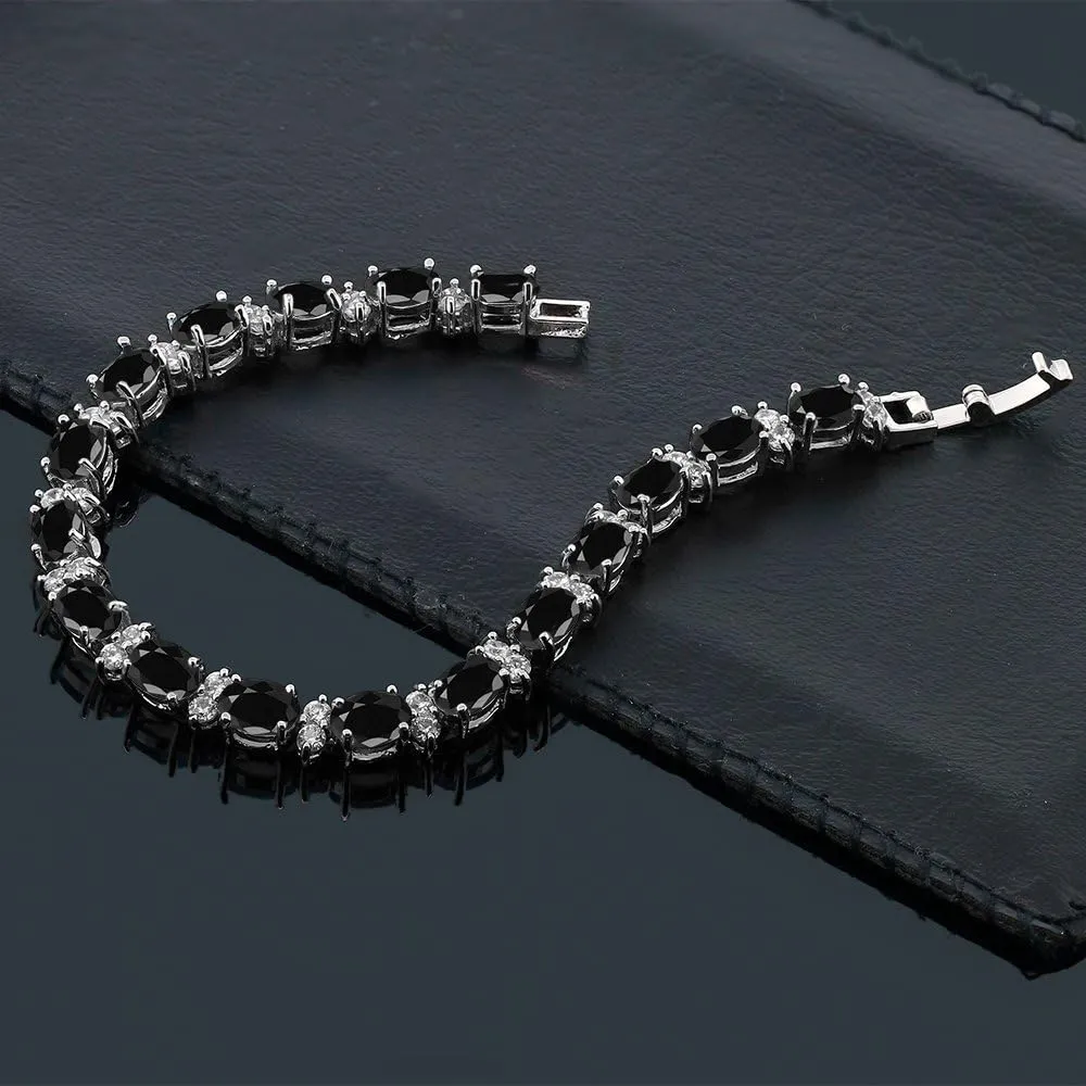 Gem Stone King 20.00 Ct Gorgeous Oval and Round 7 Inch Sparkling Cubic Zirconia CZ Tennis Bracelet For Women