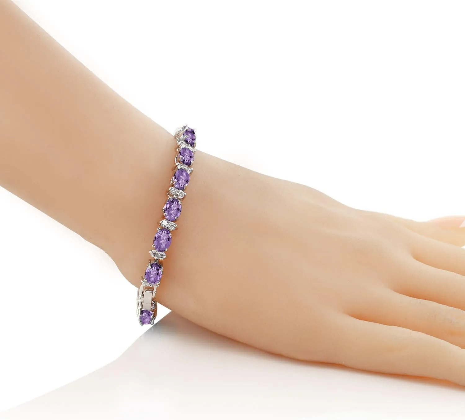 Gem Stone King 20.00 Ct Gorgeous Oval and Round 7 Inch Sparkling Cubic Zirconia CZ Tennis Bracelet For Women