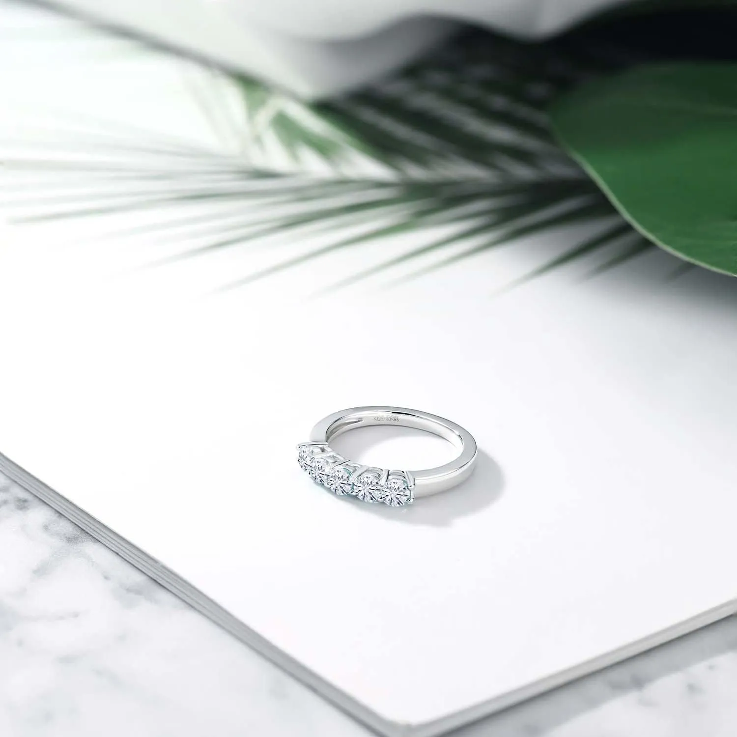 Gem Stone King 925 Sterling Silver 5-Stone Gemstone Birthstone Wedding Band Ring for Women | Round 3.5MM | Stackable Engagement Anniversary Promise Ring | Fine Jewelry for Her Mom Wife | Sizes 5-9