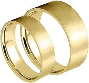 Gemini His and Her Groom & Bride Matt Yellow Gold Matching Anniversary Wedding Couple Ring, Valentine's Day Gift US size 4 to16