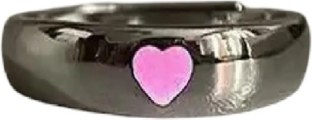 Glow In Dark Ring Luminous Blue Pink Light Love Heart Ring Couples Hers Silver Color Jewelry Adjustable Size Gift Fashion Rings
