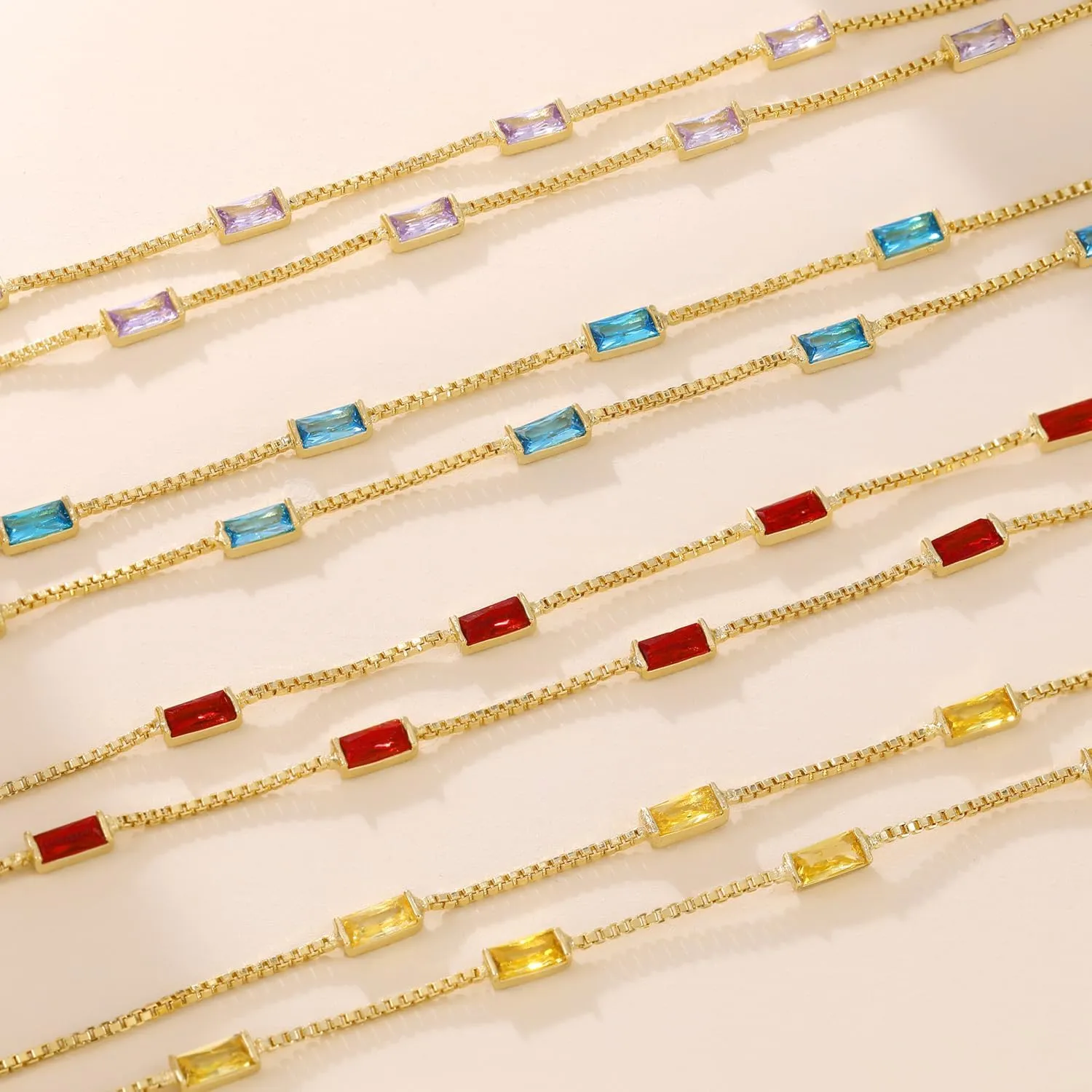 Gold Birthstone Bracelet for Women Trendy 14K Gold Dainty Bracelet for Friend Friendship Birthday Mother Gifts for Her Jewelry