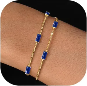 Gold Birthstone Bracelet for Women Trendy 14K Gold Dainty Bracelet for Friend Friendship Birthday Mother Gifts for Her Jewelry