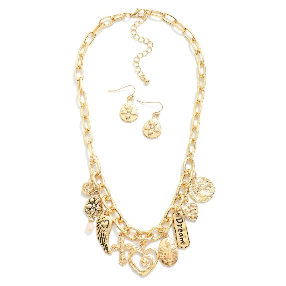 Gold Chunky Charm Necklace