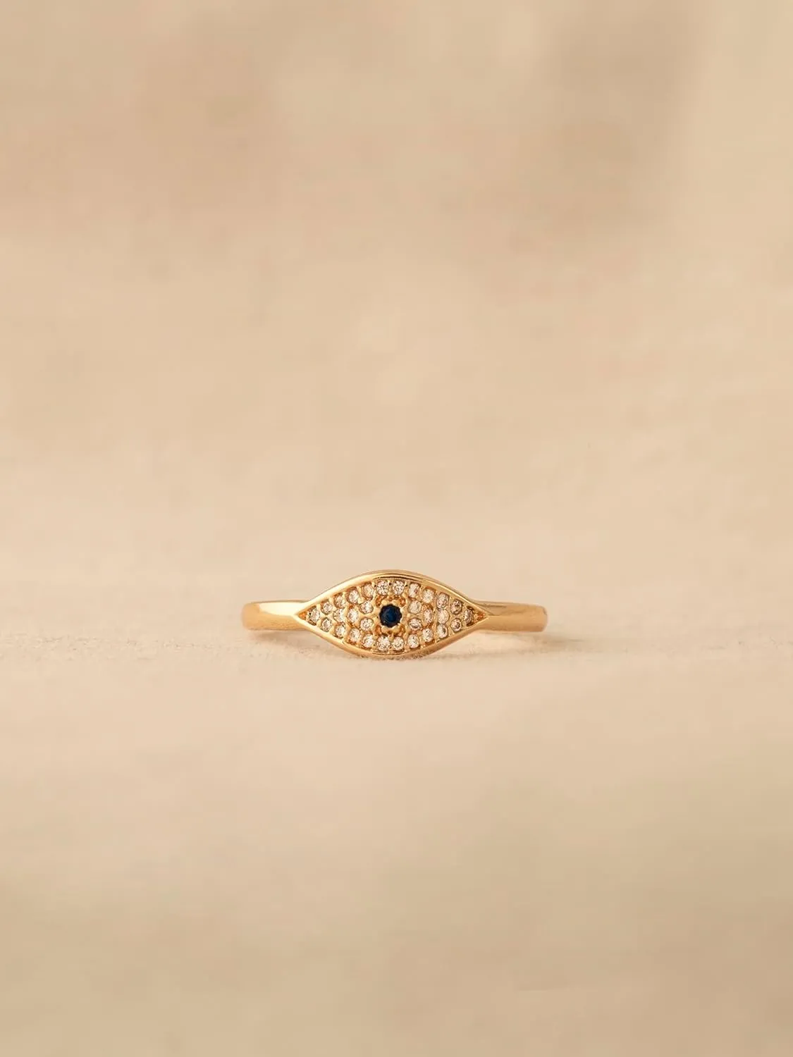 Gold Evil Eye Ring for Women Cubic Zirconia 14K Gold Plated Minimalist Stack Thin Band Finger Jewelry Size 5-8