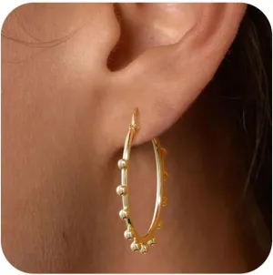 Gold Hoop Earrings for Women Gold Twisted Huggie Hoops Earrings 14K Gold Plated Earrings Sterling Silver Post Lightweight Hypoallergenic Thick Hoops Earring Set Jewelry for Women