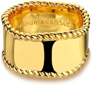 Gold Plain Band Ring for Women Twisted 14K Gold Plated Minimalist Stack Wide Irregular Finger Jewelry Size 6-12