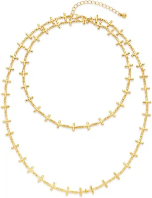 Gold Plated Cross Necklace for Women Men Trendy Cross Jewelry