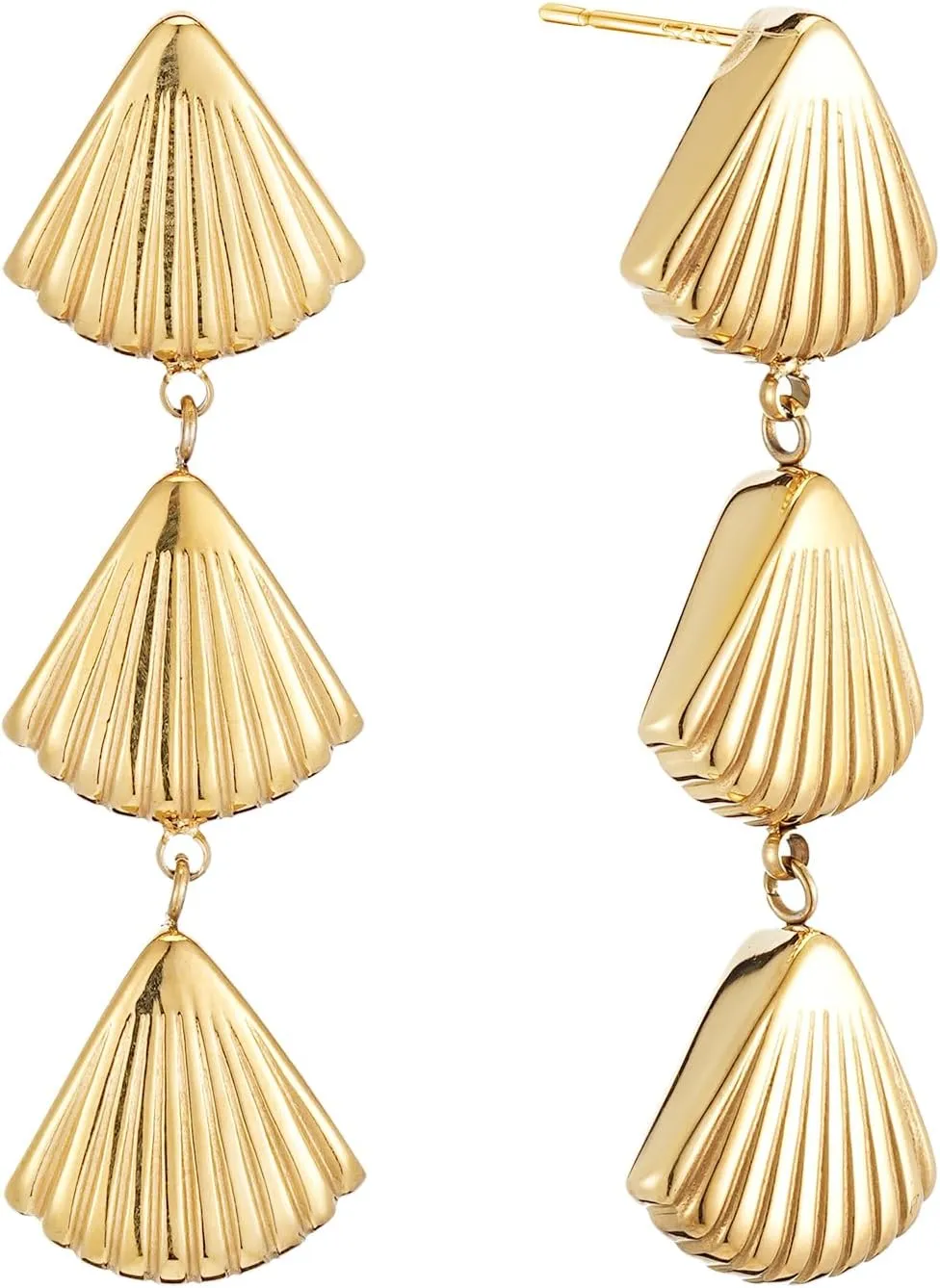 Gold Seashell Earrings for Women, 18K Gold Plated Starfish Sea Shell Stud Earring Trendy Summer Ocean Beachy Earrings Dangle Drop Jewelry Gift