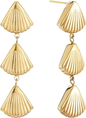 Gold Seashell Earrings for Women, 18K Gold Plated Starfish Sea Shell Stud Earring Trendy Summer Ocean Beachy Earrings Dangle Drop Jewelry Gift