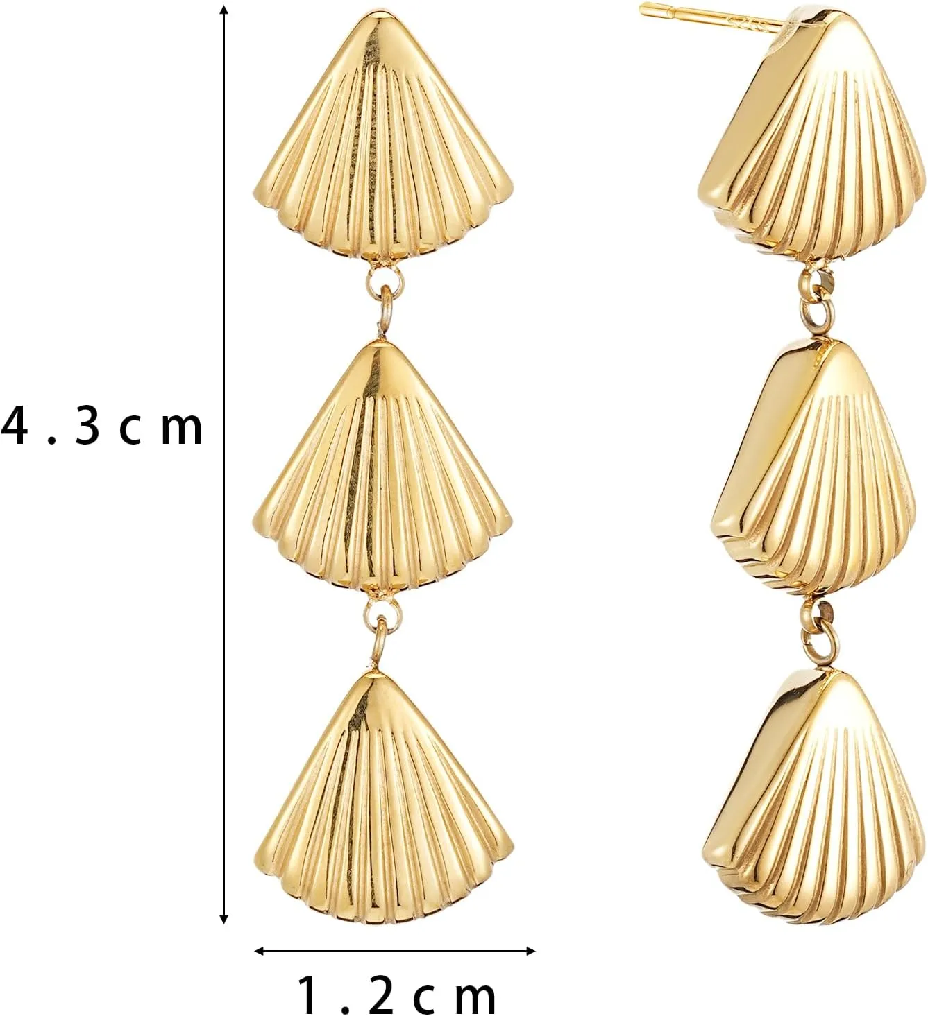 Gold Seashell Earrings for Women, 18K Gold Plated Starfish Sea Shell Stud Earring Trendy Summer Ocean Beachy Earrings Dangle Drop Jewelry Gift