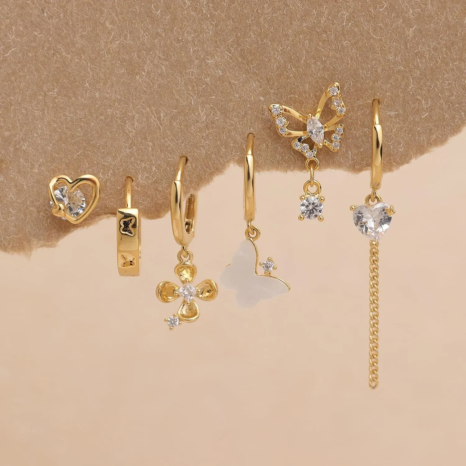 Gold Silver Small Hoop Stud Earrings Stack Set for Women, Dainty Rhinestone Drop Multiple Piercing Cartilage Huggie Earing Holiday Prom Fashion Jewelry Gift