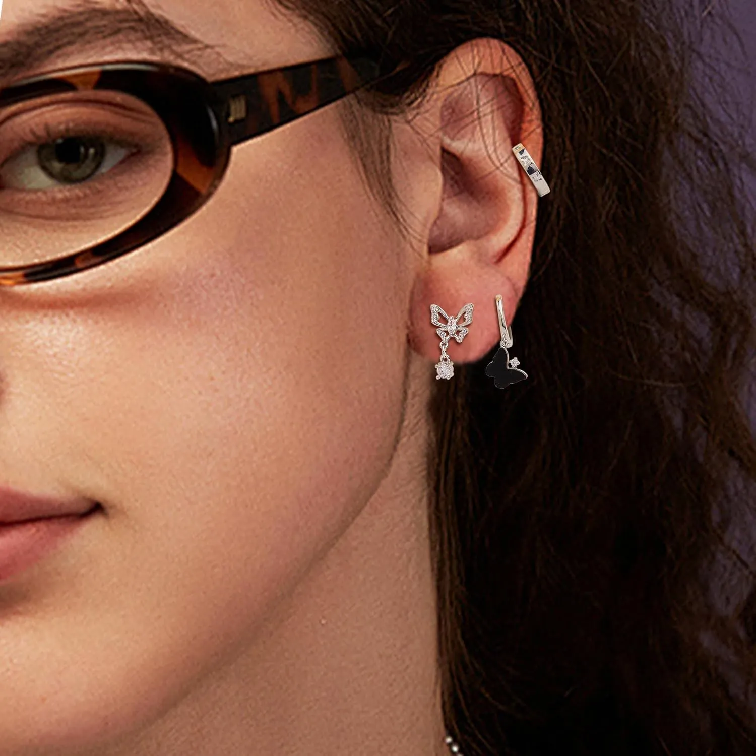 Gold Silver Small Hoop Stud Earrings Stack Set for Women, Dainty Rhinestone Drop Multiple Piercing Cartilage Huggie Earing Holiday Prom Fashion Jewelry Gift