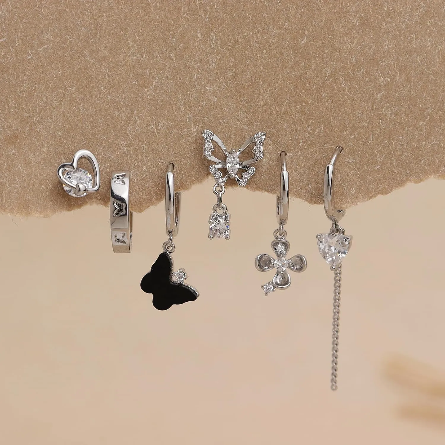 Gold Silver Small Hoop Stud Earrings Stack Set for Women, Dainty Rhinestone Drop Multiple Piercing Cartilage Huggie Earing Holiday Prom Fashion Jewelry Gift