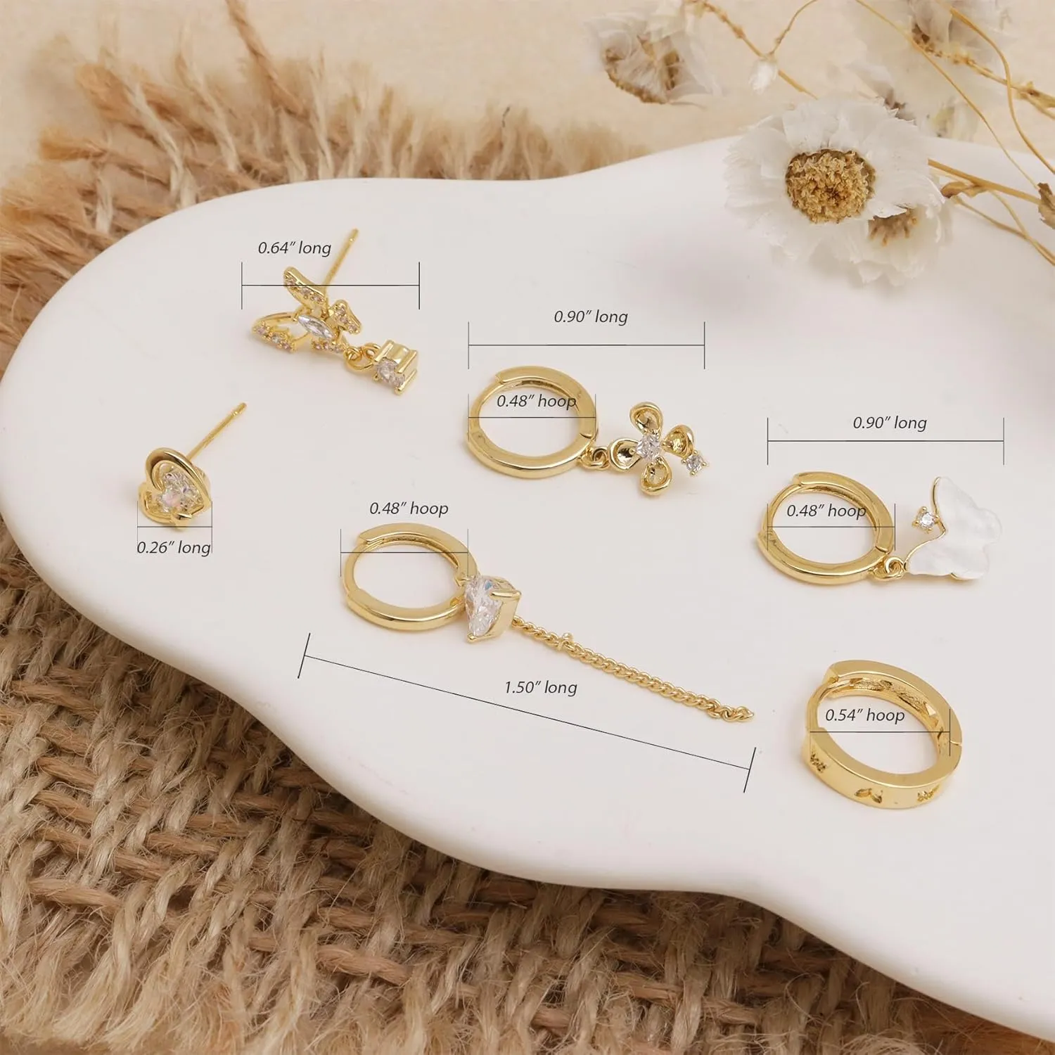 Gold Silver Small Hoop Stud Earrings Stack Set for Women, Dainty Rhinestone Drop Multiple Piercing Cartilage Huggie Earing Holiday Prom Fashion Jewelry Gift