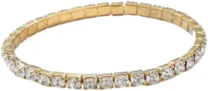 Gold Tennis Bracelet, Stretch Hand Jewelry for Women Men, Luxury Shiny (Simulated Diamond) - Christmas or Birthday Gift