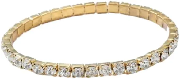Gold Tennis Bracelet, Stretch Hand Jewelry for Women Men, Luxury Shiny (Simulated Diamond) - Christmas or Birthday Gift