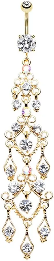 Golden Titanic Chandelier Navel Dangle Belly Button Ring