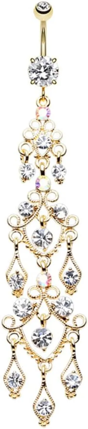 Golden Titanic Chandelier Navel Dangle Belly Button Ring