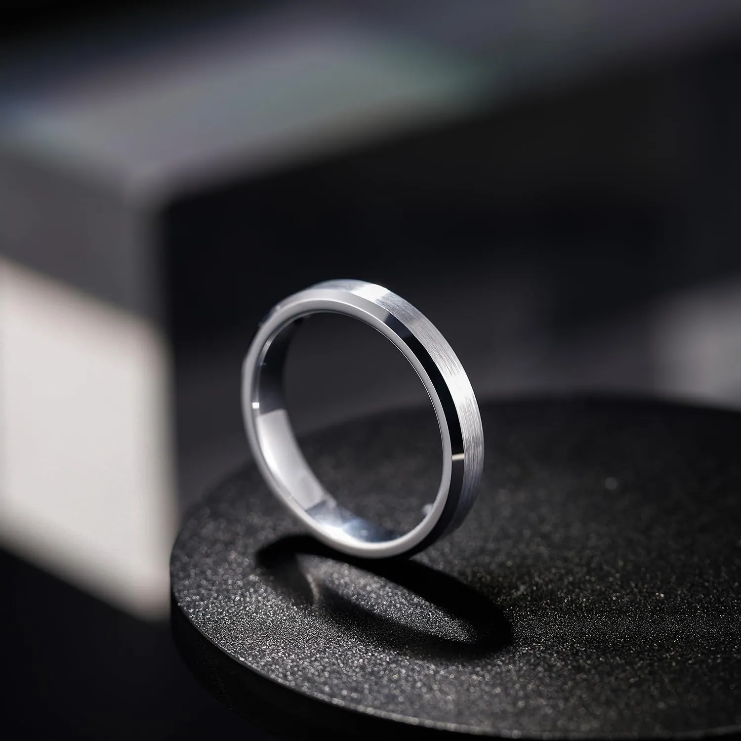 Greenpod 4mm 6mm Tungsten Carbide Ring for Men Women Beveled Edge Brushed Silver/Silver Blue/Black/Black Blue/Gold Wedding Band Comfort Fit Size 4-14.5