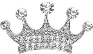 Gyn&Joy Shine Silvery Tone Clear Crystal Rhinestones Queen Princess Crown Pin Brooch