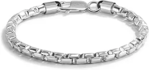 H&Beautimer Punk Men Box chain Bracelet 925 Sterling Silver 4.5mm-6.5 "7 "7.5" 7.5" 8" 8.5" 9" Solid Cuff Chain Bangle Link For Boys Fashion Jewelry Gift