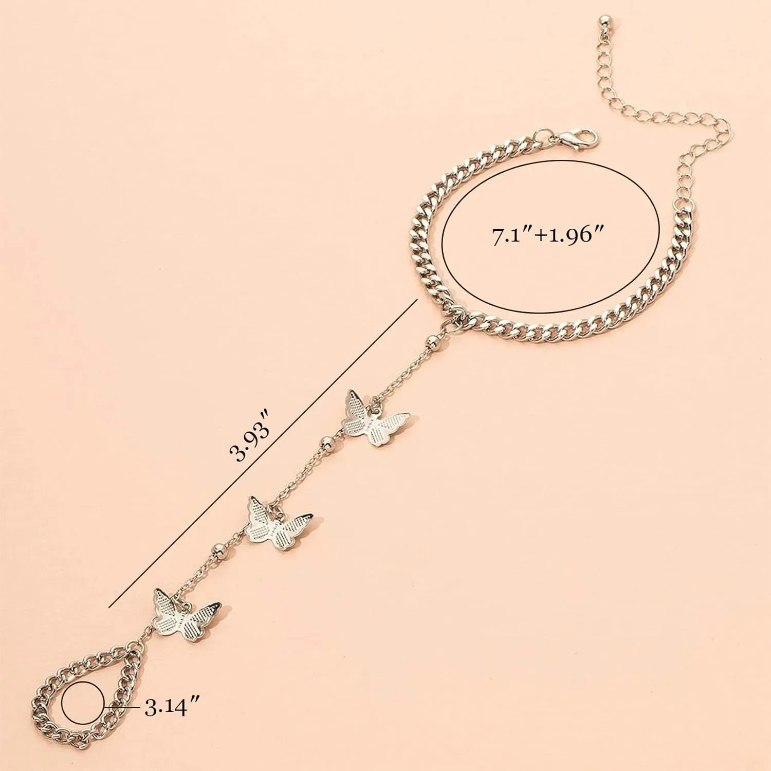 Hand Chain Bracelet for Women Dainty Gold Ring Bracelet Non Tarnish Silver Finger Ring Bracelet Trendy Stuff Hand Jewelry Gifts