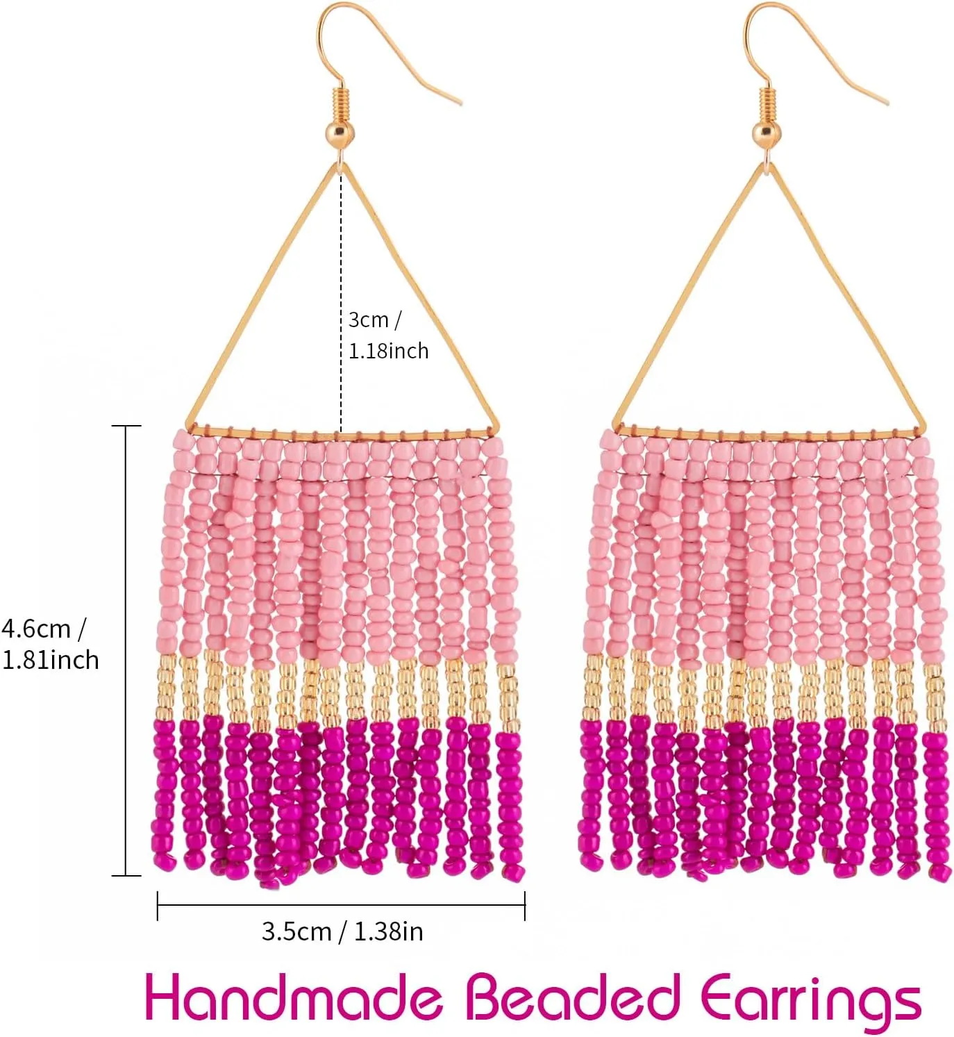 Handmade Beaded Tassel Earrings - Statement Seed Bead Earrings, Boho Beaded Fringe Drop Earrings for Women