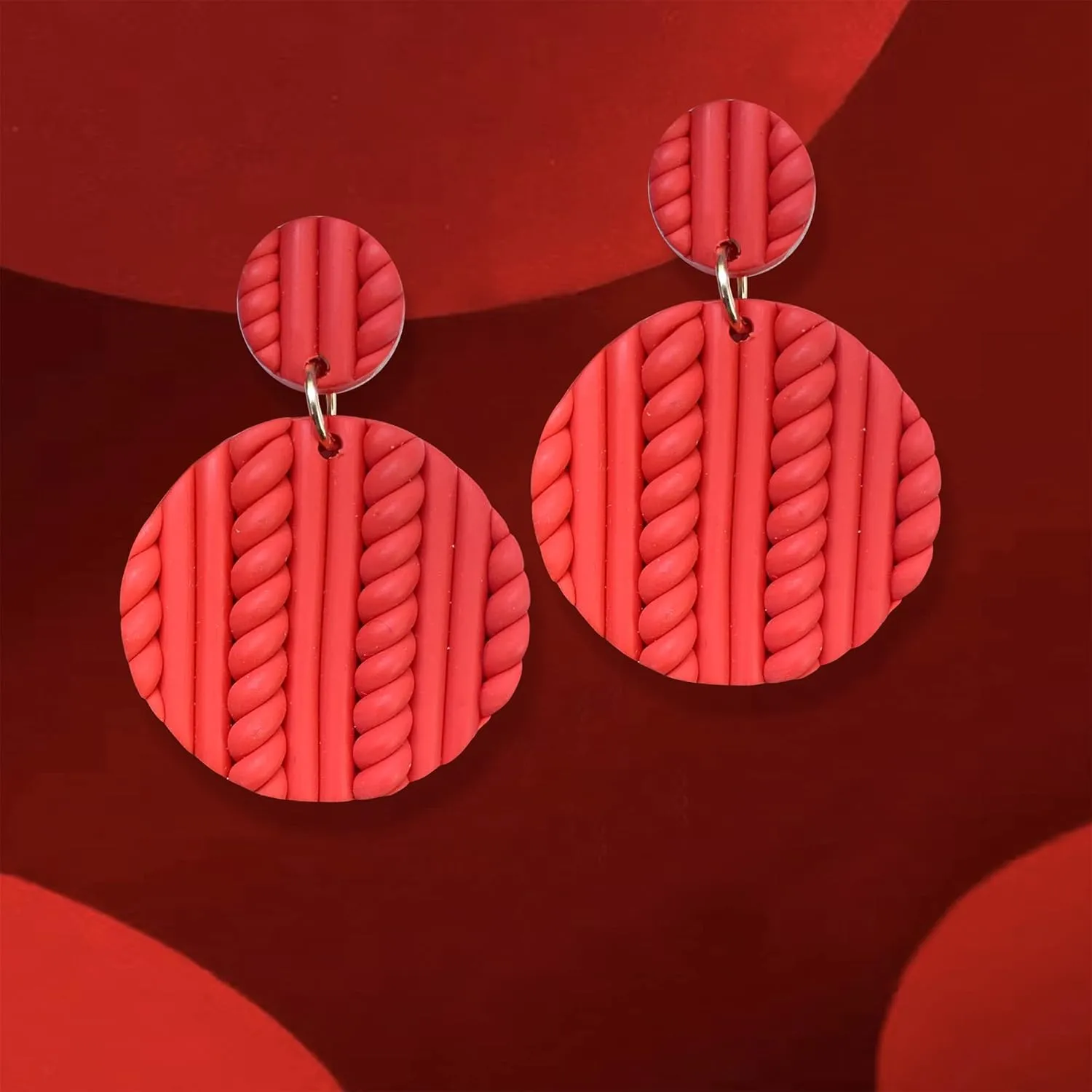 Handmade Funny Creative Polymer Clay Round Circle Drop Dangle Earrings Minimalist Arch Shape Geometry Stud Earring for Women Birthday Party gifts