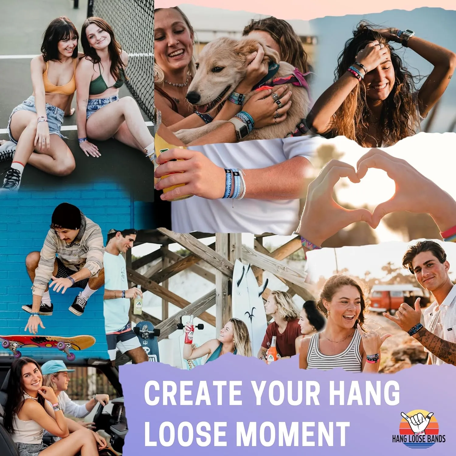 Hang Loose Bands - Coastal Surfer Beach Bracelet for Men, Women & Teens - Comfy Summer - Boho Reversible Wristband - Friendship Bracelets