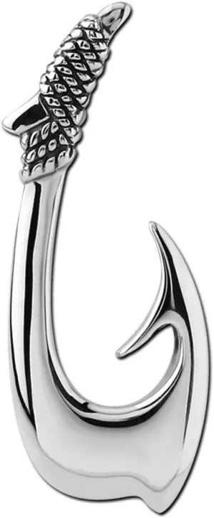 Hawaiian Silver Jewelry Medium Fish Hook Silver Pendant  Premium Sterling Silver Jewelry Hooks  Superb Realistic Design  Modern and Unique  Ideal Present Choice for Men and Women