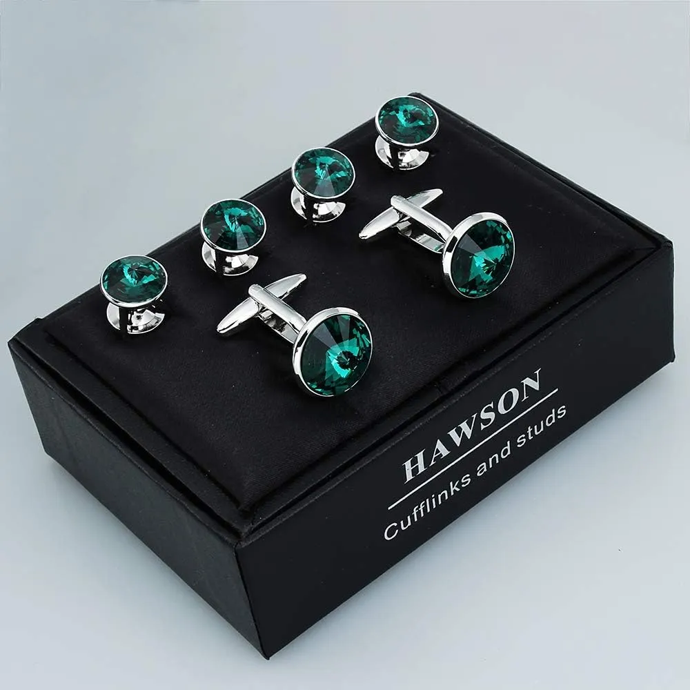 HAWSON Cufflinks for Men with 4/6 pcs Shirt Studs Set, Gift Box Packed, Mens Jewelry or Accessories for Wedding, Party, Anniversary, Birthday