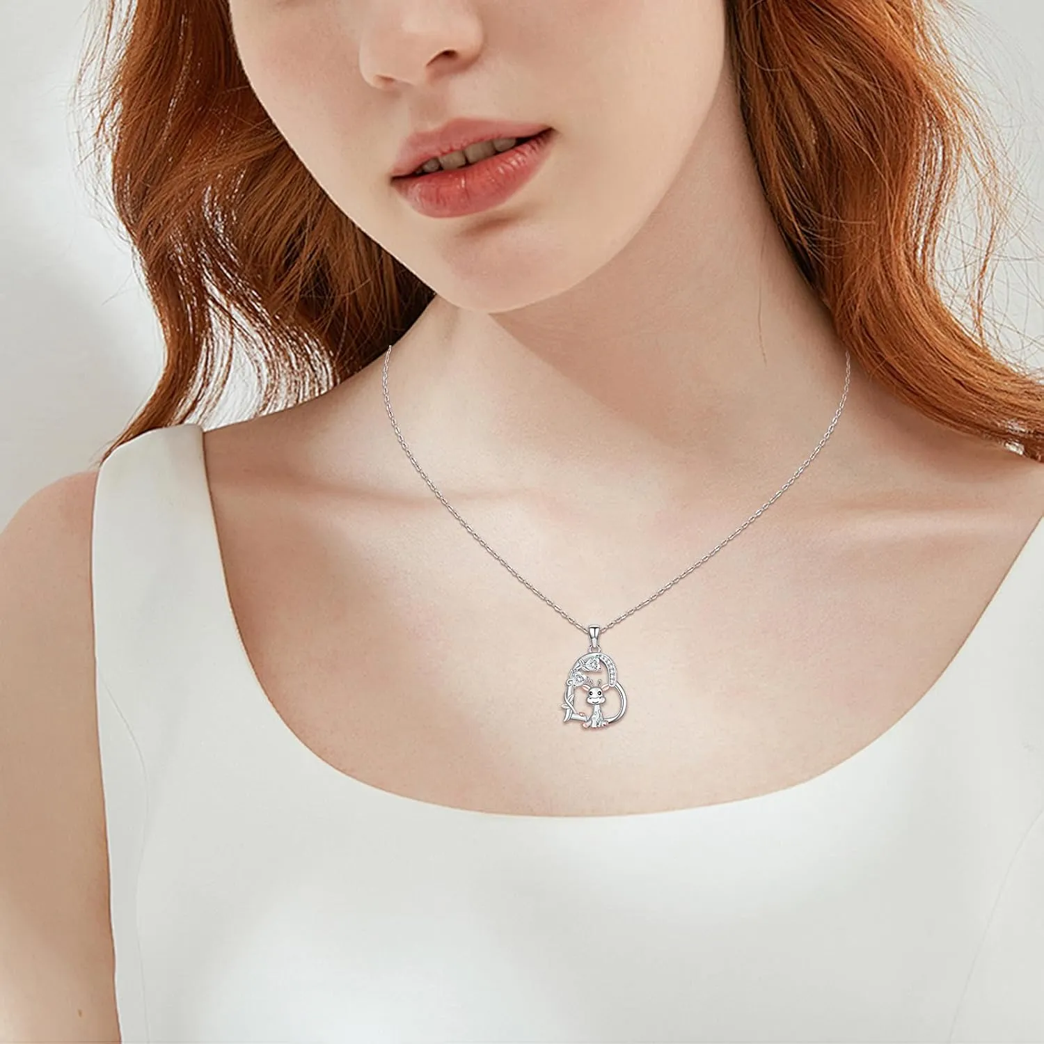 Heart Animal Necklace 925 Sterling Silver Cute Animal Pendant Jewelry Birthday Gifts for Women Girlfriend Mom Animal Lovers