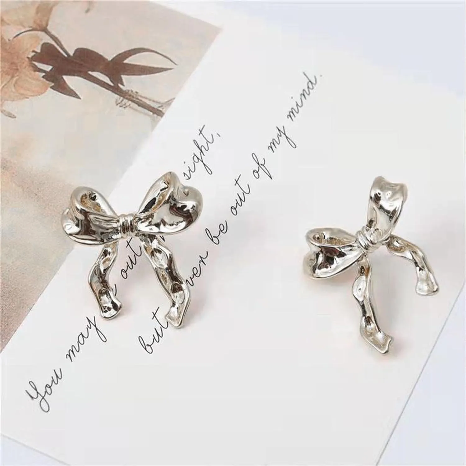 HETICA Gold Silver Bow Earrings Women Cute Dainty Bowknot Earrings Ribbon Stud Earrings Gift