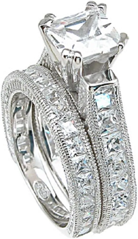 His and Hers TRIO Wedding Ring Set 3 PCS Couples Rings Bride Groom Band Him Her
