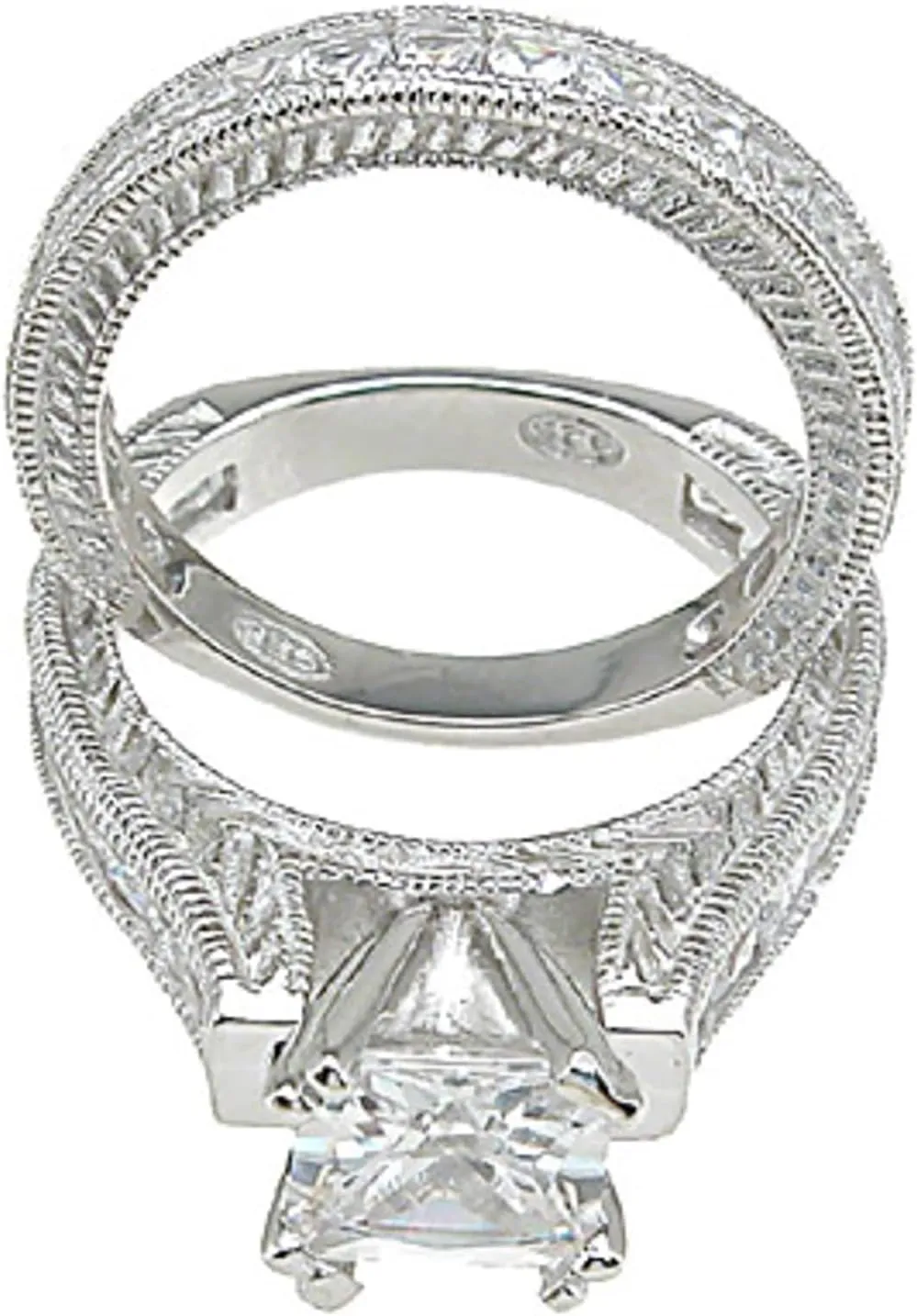 His and Hers TRIO Wedding Ring Set 3 PCS Couples Rings Bride Groom Band Him Her