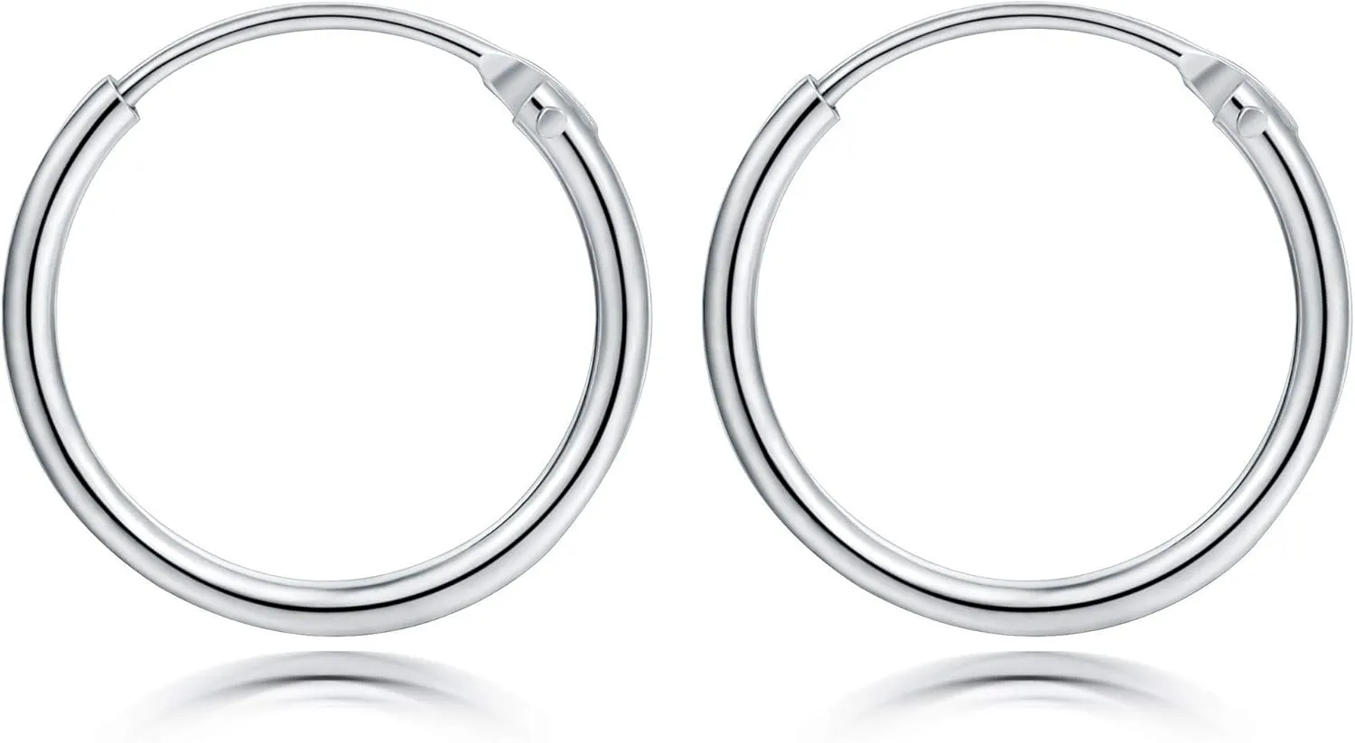 Hoop Earring 14K White Gold Plated S925 Sterling Silver Endless Small Hoop Earring Set for Cartilage Nose Lip Rings 8mm-16mm