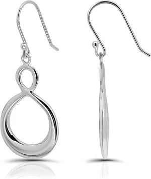 Hoops & Loops 925 Sterling Silver Infinity Eternity 45mm Figure Dangle Hook Earrings for Women, Silver, Yellow Rose, Gold