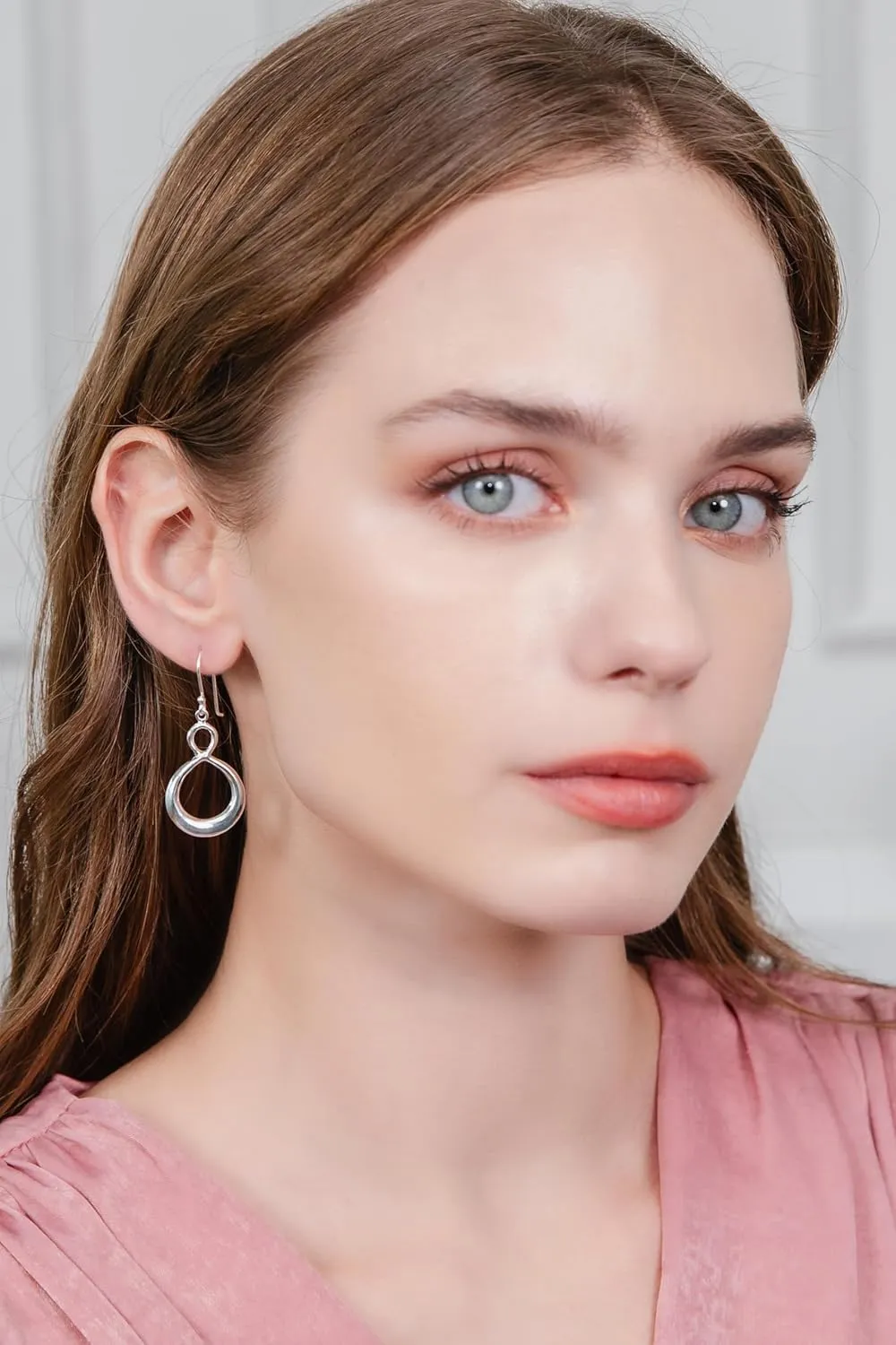 Hoops & Loops 925 Sterling Silver Infinity Eternity 45mm Figure Dangle Hook Earrings for Women, Silver, Yellow Rose, Gold