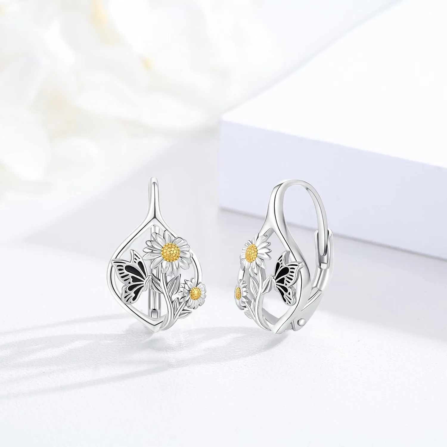 Hypoallergenic Panda/Highland Cow/Elephant/Dragonfly/Cat Hoop Earrings for Women 925 Sterling Silver Animal Leverback Hoop Earrings Jewelry Gifts for Sensitive Ears