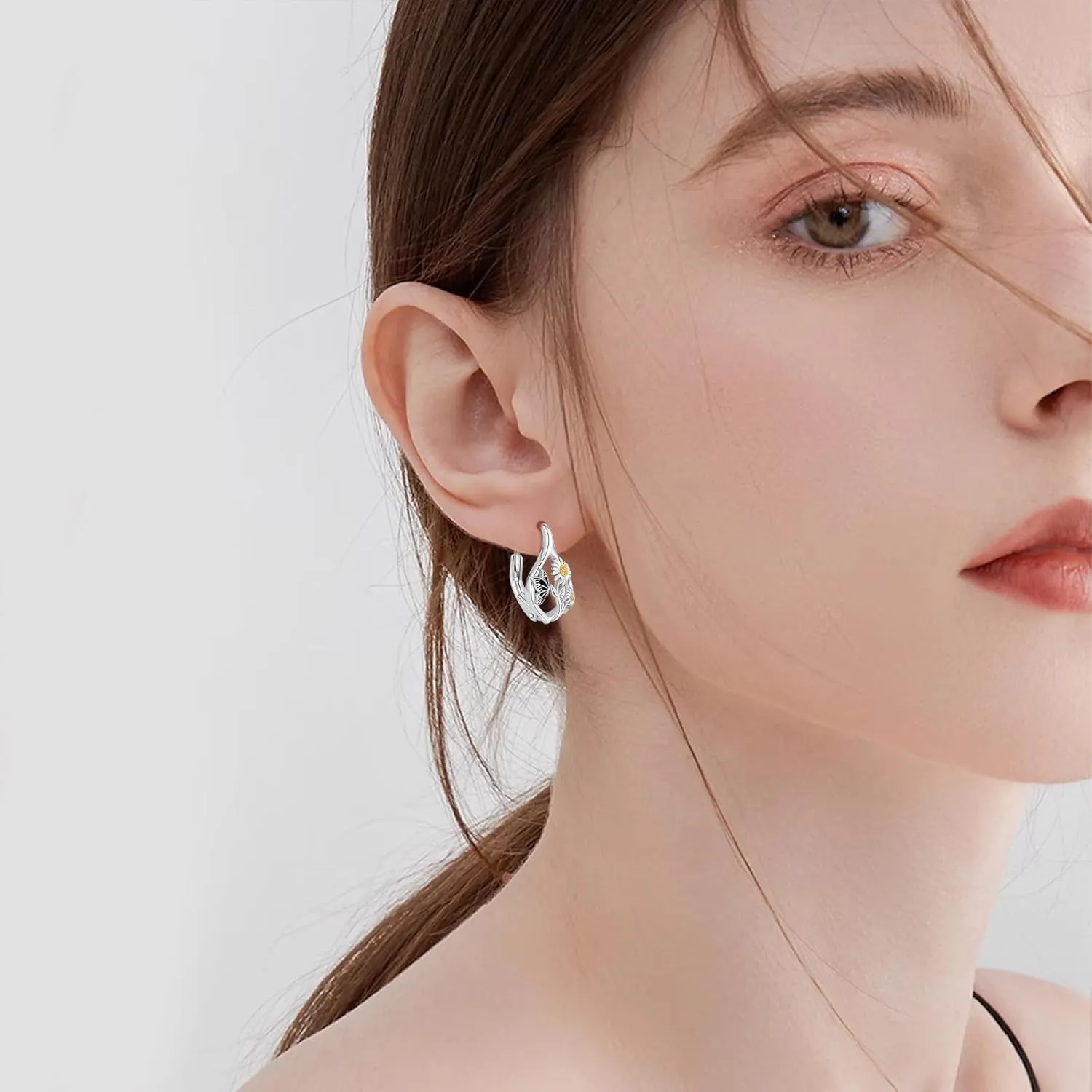 Hypoallergenic Panda/Highland Cow/Elephant/Dragonfly/Cat Hoop Earrings for Women 925 Sterling Silver Animal Leverback Hoop Earrings Jewelry Gifts for Sensitive Ears